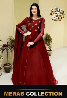 3 Pcs Women's Stitched Chiffon Embroidered Maxi Suit