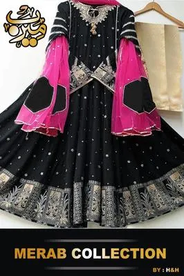 3 Pcs Women's Stitched Shamoz Silk Embroidered Maxi Suit