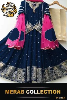 3 Pcs Women's Stitched Shamoz Silk Embroidered Maxi Suit