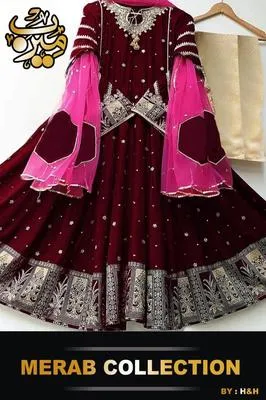 3 Pcs Women's Stitched Shamoz Silk Embroidered Maxi Suit