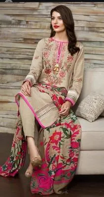 3 Pcs Women's Unstitched Plain Suit