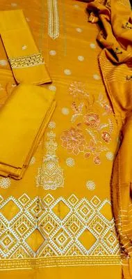 3 Pcs Women's Unstitched Embroidered Suit