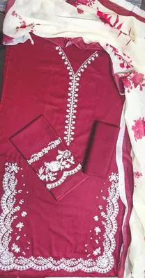 3 Pcs Women's Unstitched Embroidered Suit