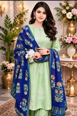 3 Pcs Women's Unstitched Embroidered Suit