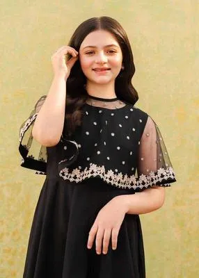 2 Pcs Girl's Shamoz Silk Embroidered Stitched Suit