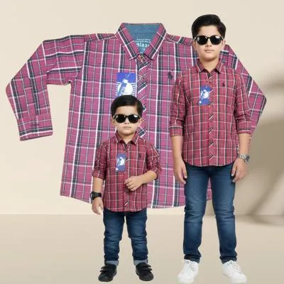 1 Pc Boy's Stitched Check plaid Dress Shirt  button down or button up casual shirt