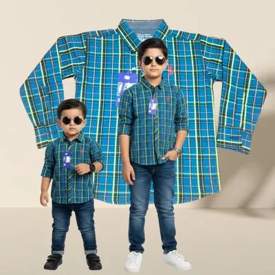 1 Pc Boy's Stitched Check plaid Dress Shirt  button down or button up casual shirt