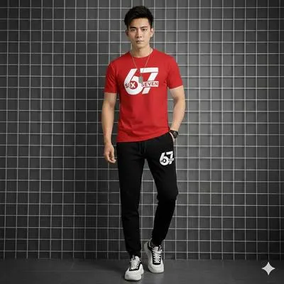 2 Pcs Men's Polyester Printed Track Suit