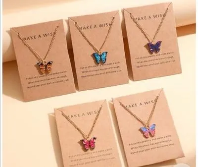 Butterfly Design Gold Plated Multicolored Necklace