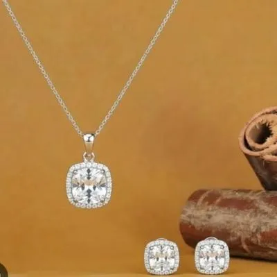 Cuban Silver Plated Zircon Artificial Set