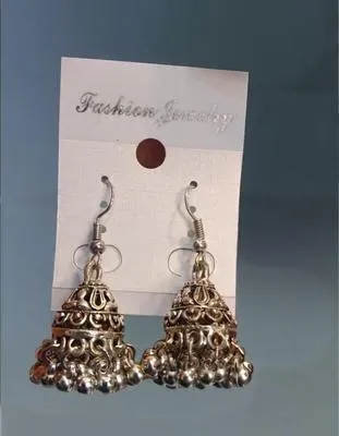 Vintage Silver Plated Resin Jhumka - 1 Pc Elegant Design for Women