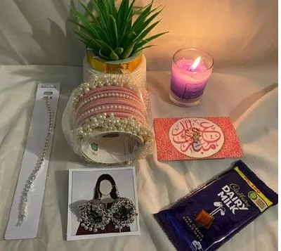 4 Pcs Indian Design Silver Plated Pearl Plain Bangle