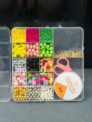 DIY Jewellery Beads Box / Beads Set with Crystal tag and Scissor 