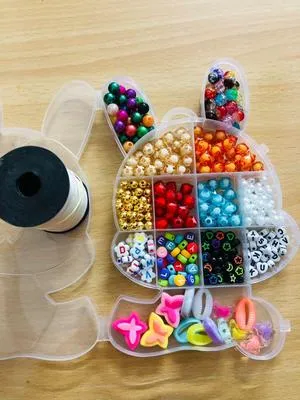 DIY Jewellery Beads / Bunny Beads Set with Elastic Thread Roll