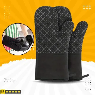 2 Pcs Cotton Quilted Oven Mitts 2