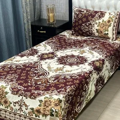 4 Pcs Crystal Cotton Printed Single Bedsheet