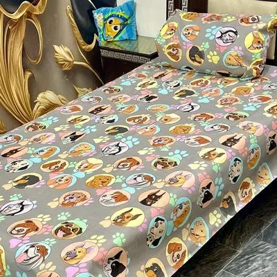 4 Pcs Cotton Printed Single Bedsheet