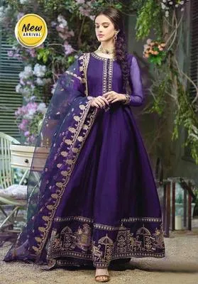 3 Pcs Women's Stitched Chiffon Embroidered Suit