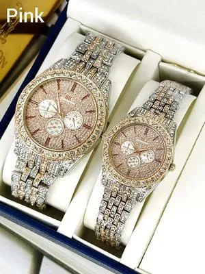 Stainless Steel Diamond Stone Couple Watches Women & Men's
