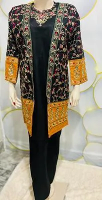 Black Embroidered 3 Pcs Gown Suit for Eid 2026 thumbnail 3