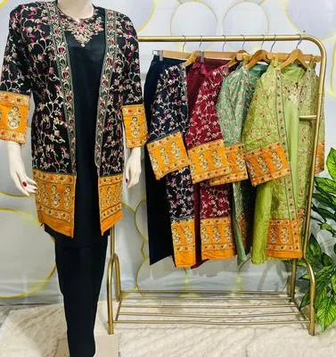 Black Embroidered 3 Pcs Gown Suit for Eid 2026 thumbnail 5