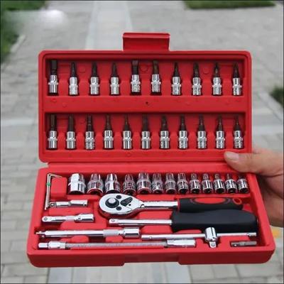 46 Pcs Stainless Steel Tool Kit Set in Red