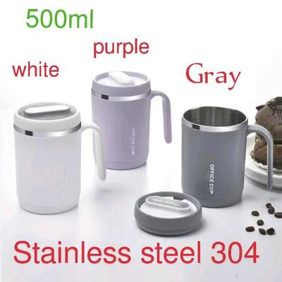 500ml Travel Mug - Insulated Stainless Steel - 1 Pc in Stylish Purple, White, and Grey