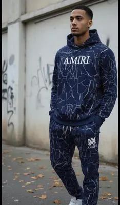AMIRI Blue Fleece Graphic Track Suit Hoodie Pants Set – Markaz