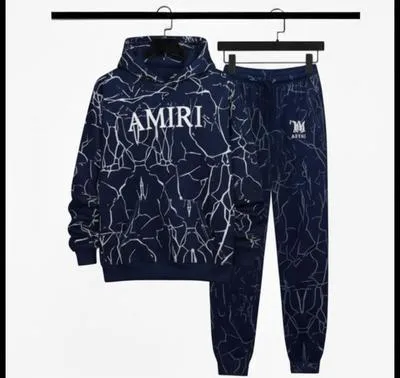 AMIRI Blue Fleece Graphic Track Suit Hoodie Pants Set – Markaz
