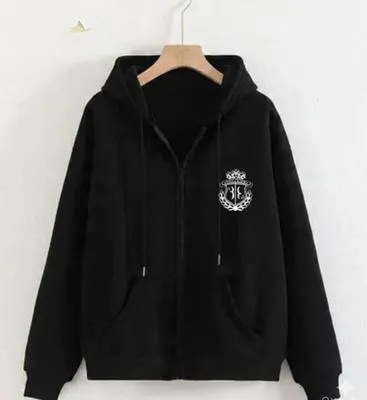 Cotton Fleece Printed Zipper Hoodie