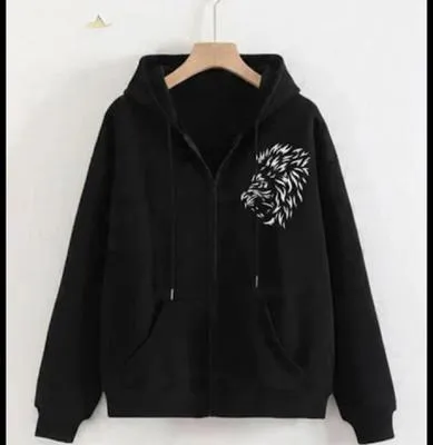 Cotton Fleece Printed Zipper Hoodie