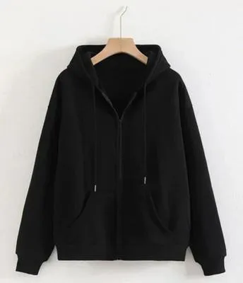 Fleece Plain Zipper Hoodie