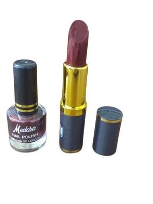 Glossy Lipstick And Nail Polish, Pack Of 2