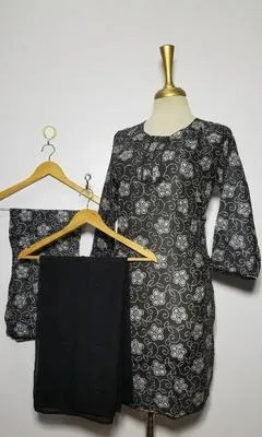 3 Pcs Women's Stitched Lawn Digital Print Suit Black Special thumbnail 3