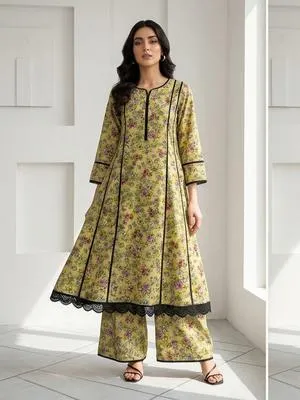 Multicolor Digital Print Lawn 2Pcs Frock Trouser Set