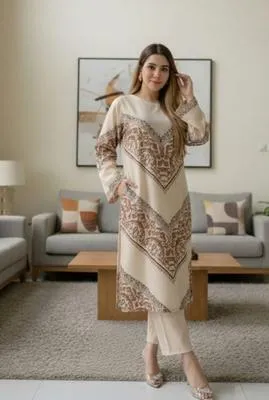 2 Pcs Women's Stitched Silky Lawn Printed Shirt And Trouser (Karishma)