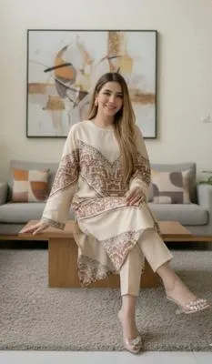 2 Pcs Women's Stitched Silky Lawn Printed Shirt And Trouser (Karishma) thumbnail 2
