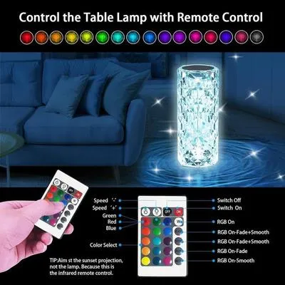 Crystal LED Table Lamp with 16 Colors Remote Control thumbnail 6