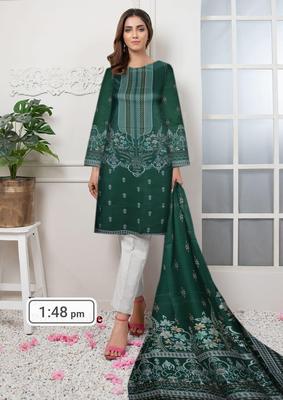 2 Pcs Women's Unstitched Linen Printed Suit