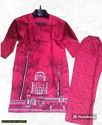 2 Pcs Women's Stitched Linen Printed Suit