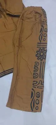 Brown Printed Linen 3Pc Set with Bag thumbnail 2