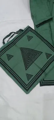 Linen 3-Piece Printed Set Green V-Neck thumbnail 2