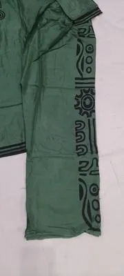 Linen 3-Piece Printed Set Green V-Neck thumbnail 4