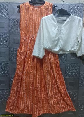 2 Pc Women's Stitched Linen Printed Maxi