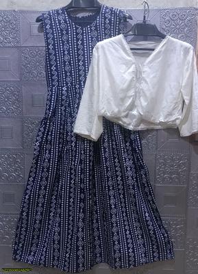 2 Pc Women's Stitched Linen Printed Maxi