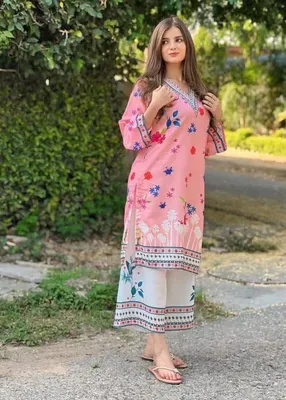 2 Pcs Women's Stitched Lawn Printed Co-Ord Set thumbnail 3