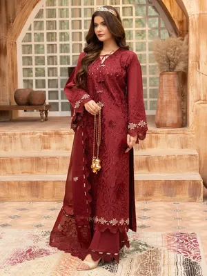 Rukh - U2A Embroidered Premium Lawn Suit - 4 Pcs Set thumbnail 2