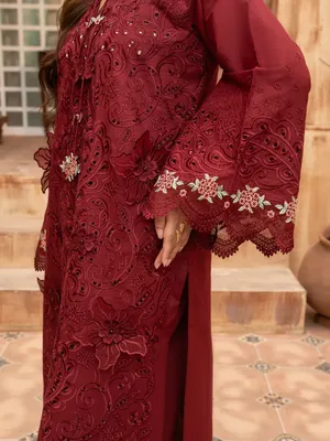 Rukh - U2A Embroidered Premium Lawn Suit - 4 Pcs Set thumbnail 8