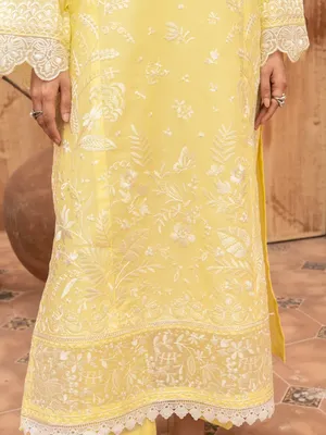 Ziya - U5A Stunning Lemon Embroidered Women's Stitched Suit - 3 Pcs Set thumbnail 7
