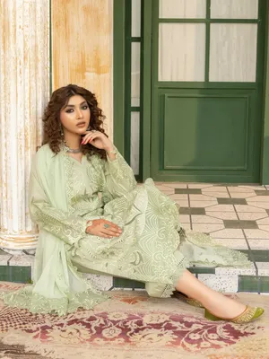 Zarar - U1B Women's Stitched Embroidered Lawn Suit - 4 Pcs thumbnail 7